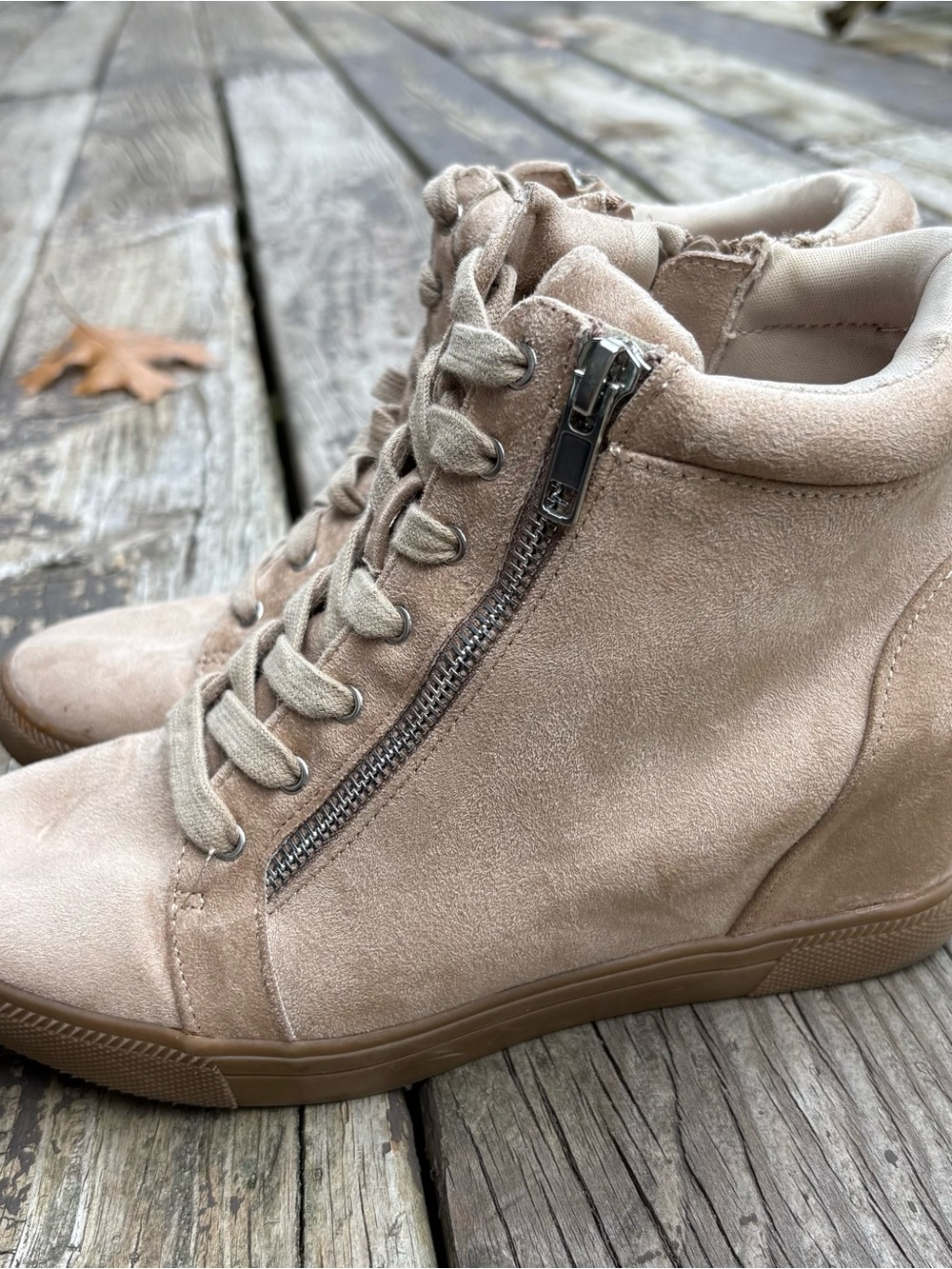 Maurice’s Women's Suede High-Top Sneaker Boot in Beige Size 8